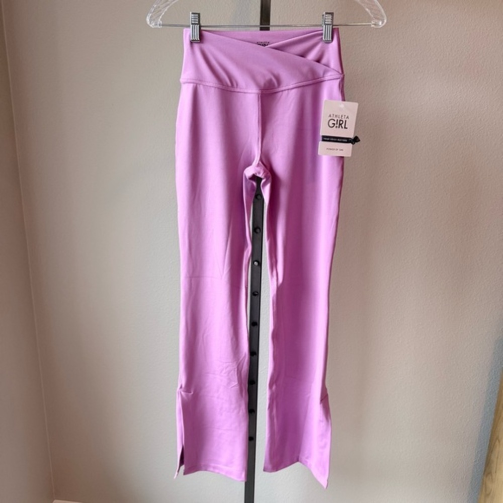 NWT Athleta Girl Transcend Crossover flare leggings with slit size girls large